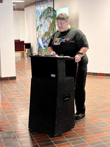 REv Amanda Zuke speaks at the Sault Ste Marie Trans Day of Remembrance