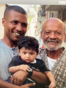 Three generations living in a refugee camp.